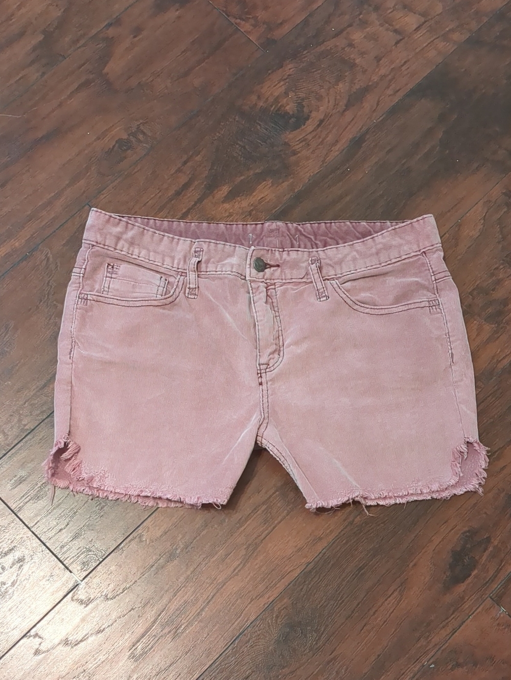Grace Dusty Rose Frayed Hem Jean Shorts